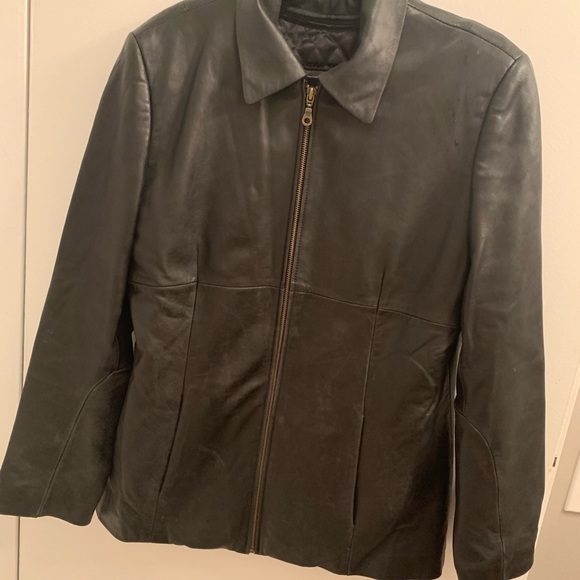100% Black Leather Jacket. Zip-out in et Lino h - Picture 2 of 4